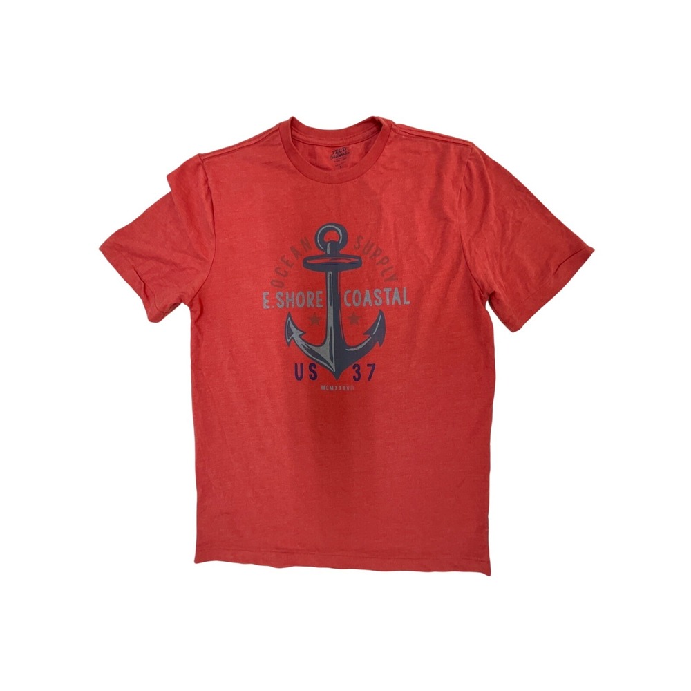 IZOD Saltwater Relaxed Classics Mens Small Red Nautical‎ Anchor Graphic T-Shirt